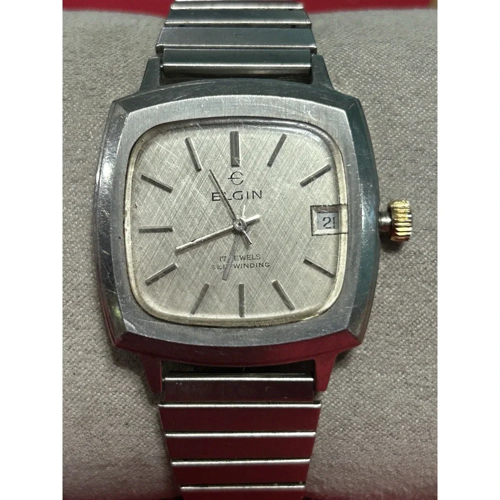 Vintage Elgin 17-Jewel Self-Winding (Automatic) Men's Wristwatch Silver READ